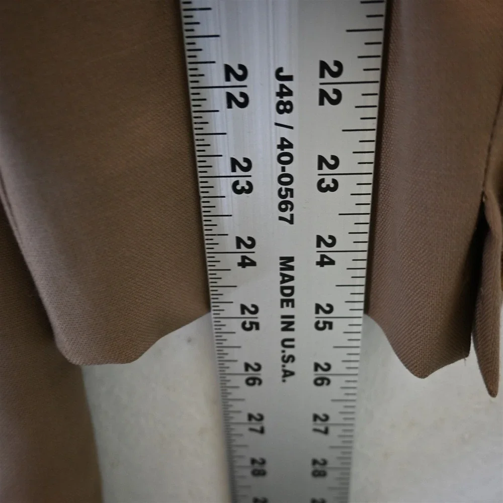 Stafford 48L Khaki 100%‎ Wool Gold Button Mens Blazer Suit Jacket Sport Coat